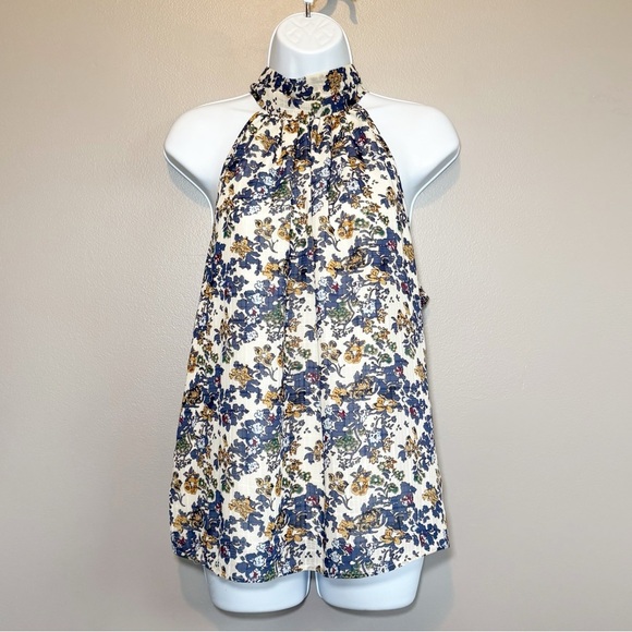 bishop + young Tops - bishop + young Floral Halter Blouse With Open Back Woman’s Size Medium